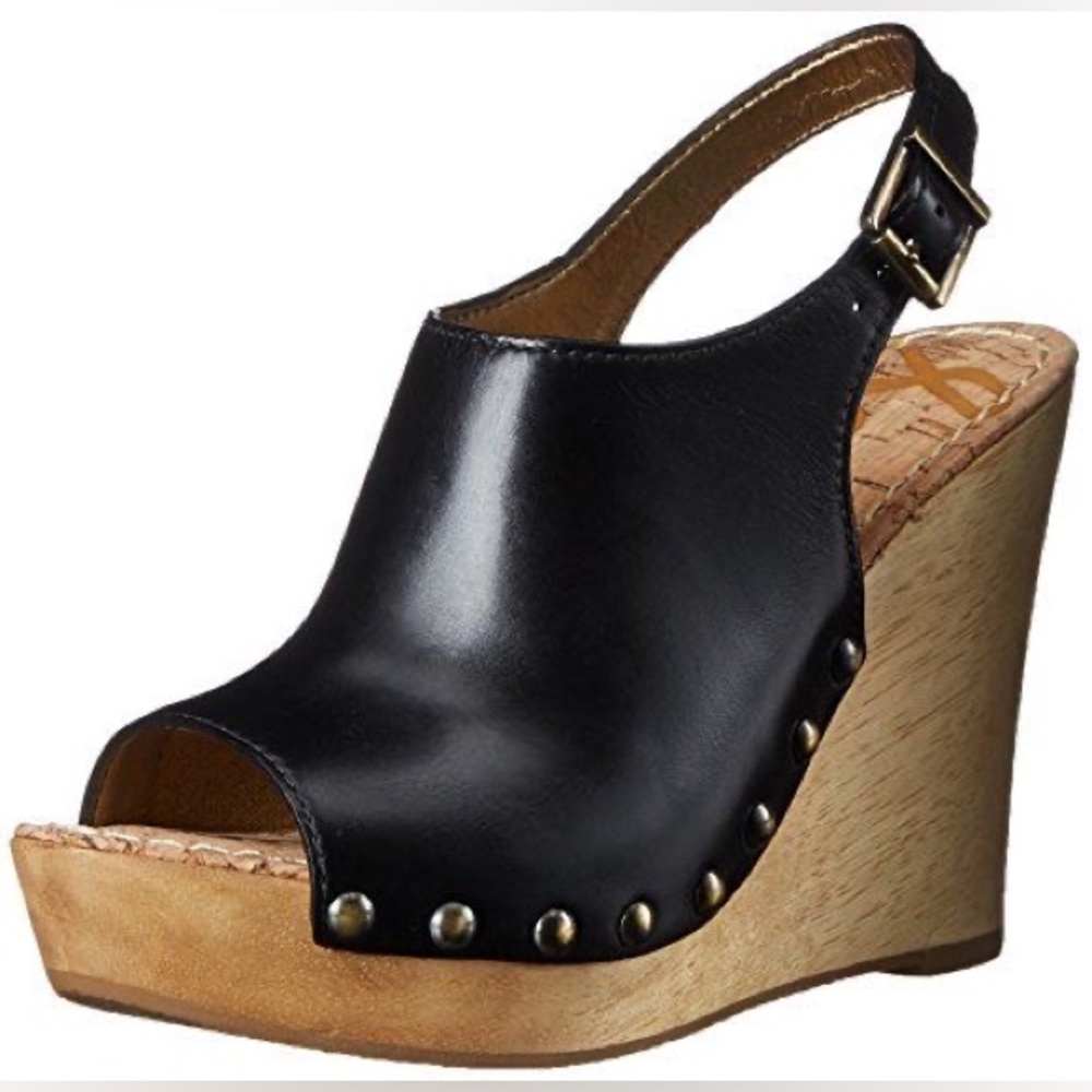 Sam Edelman Silver and Black Wedge Sandals